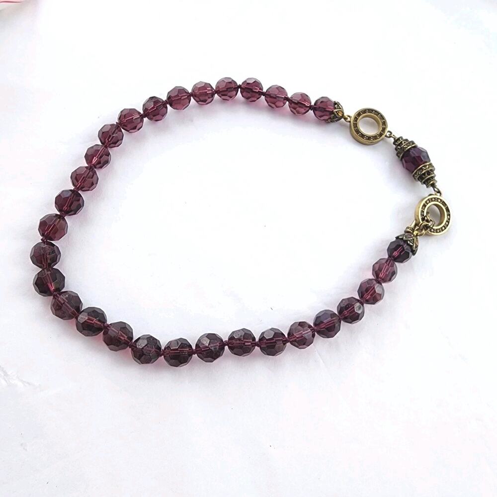 HEIDI DAUS Long Purple Crystal Beaded Formal Necklace Retired 20" Layering